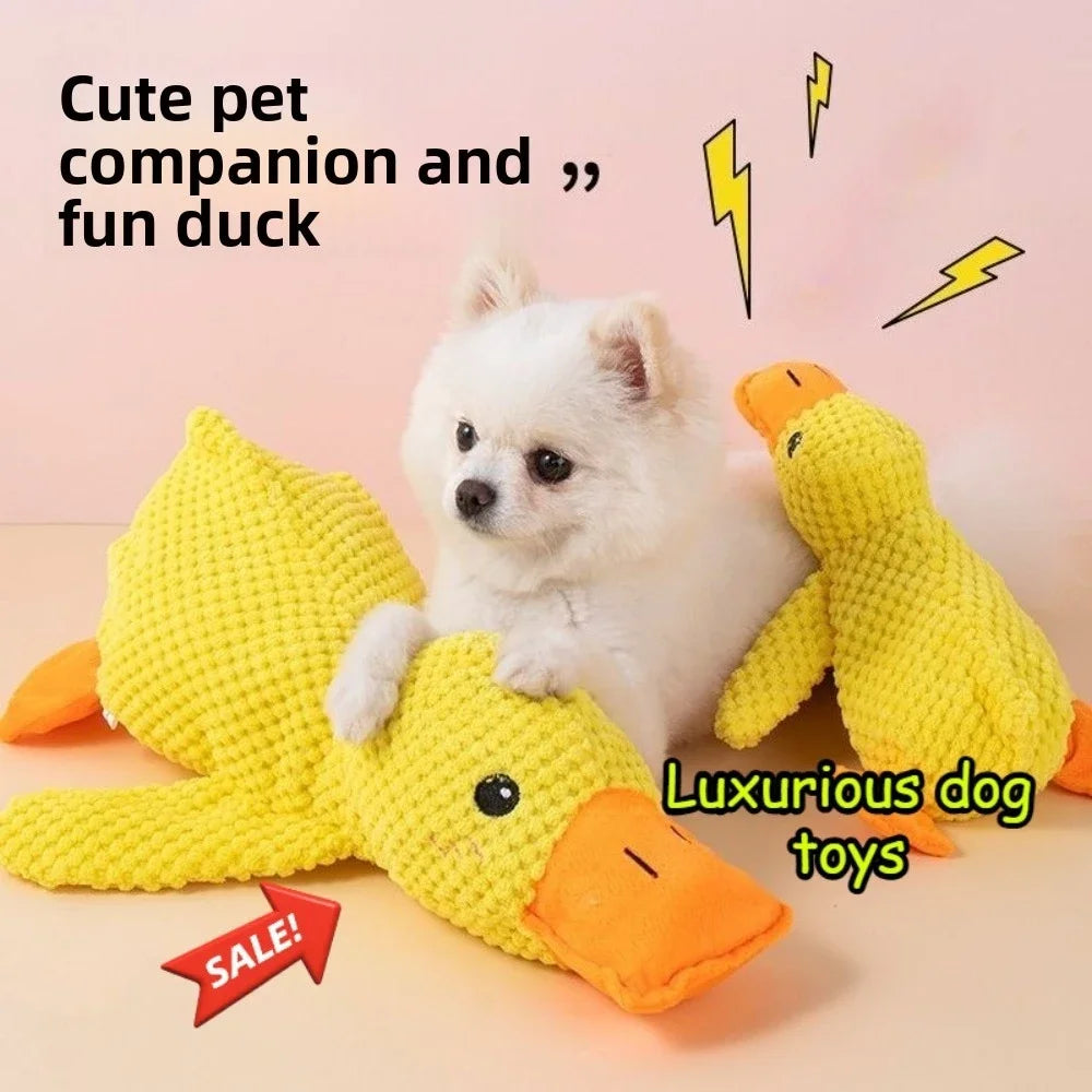 Things For Dogs Dogs Accessories Dog Supplies Plush Calming Duck Squeaky Toy Durable Puppy Sleep Companion Luxury Pet Gift