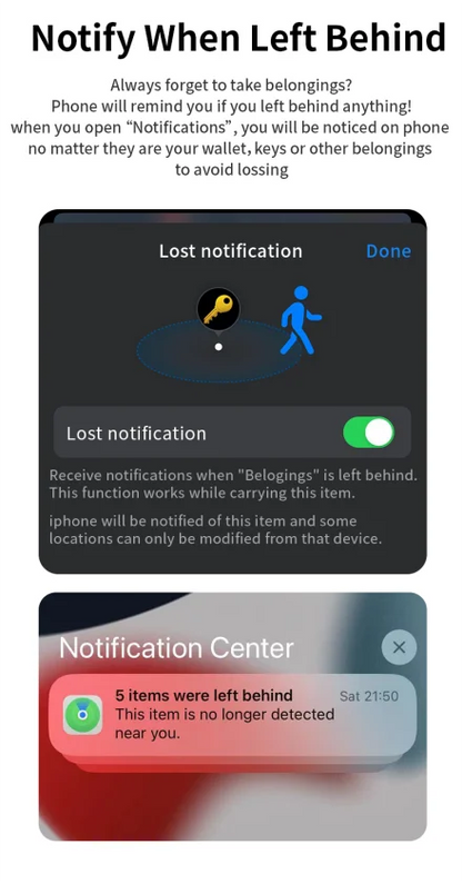 Security Bluetooth GPS Tag Based on iphone Find My app Anti-lose Tracker Sound Locate Message Reminder Alarm Key Finder
