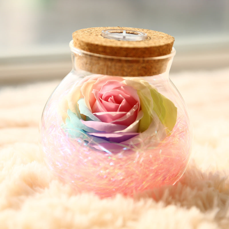 Rose Preserved Soap Flower Wishing Bottle